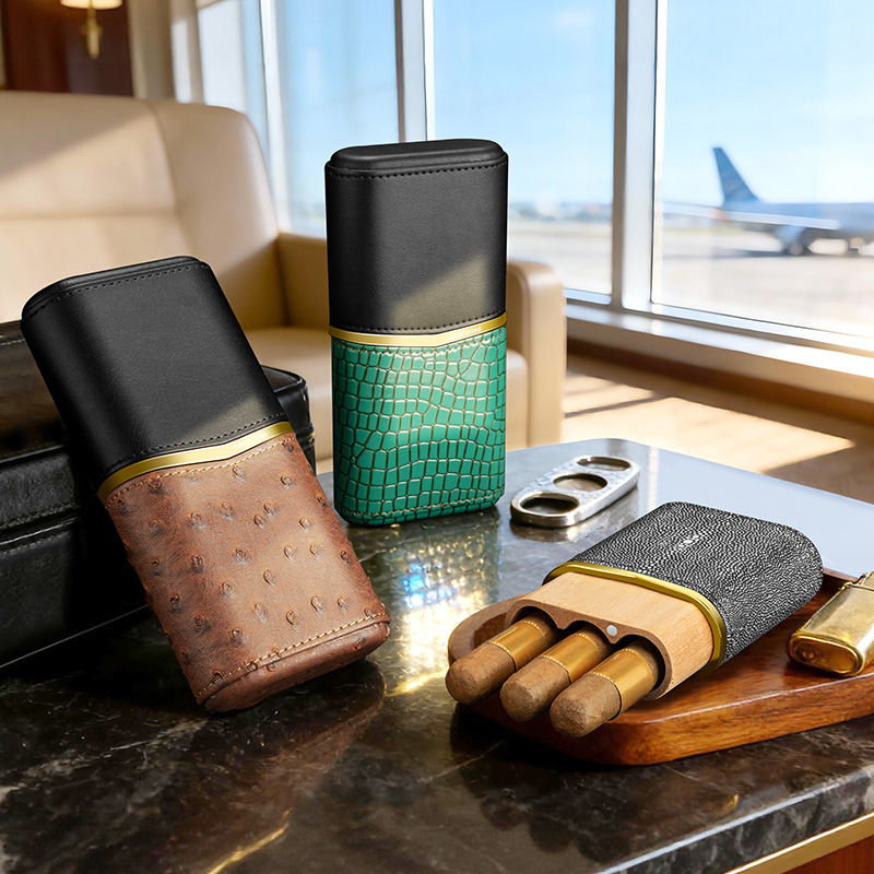 Leather Cigar Case﻿ Cedar Wood - đánh giá và giá Packaging