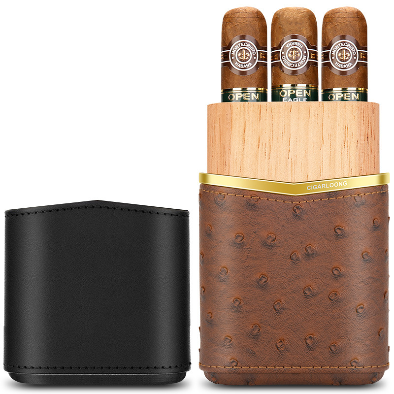 Leather Cigar Case﻿ Cedar Wood - đánh giá và giá Packaging
