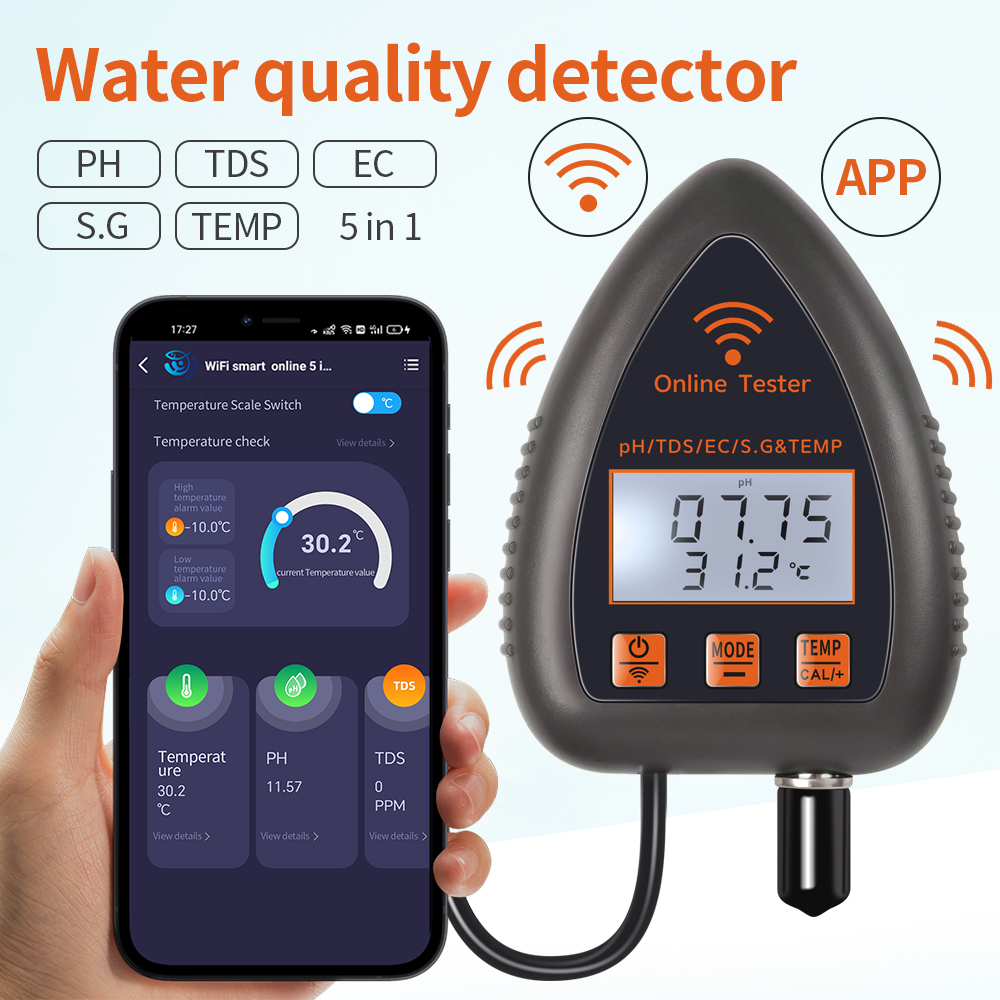 Tuya WiFi 5 in 1 TDS/EC/SALT/S - đánh giá và giá Ph Meter Digital Water Tester