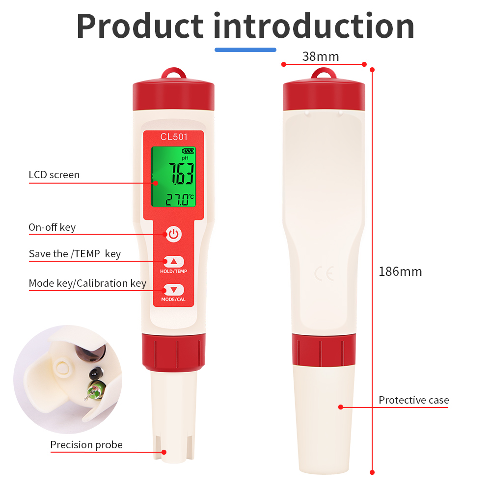 PH/CL2/H2/ORP/Temperature Mete - đánh giá và giá Ph Meter Digital Water Tester
