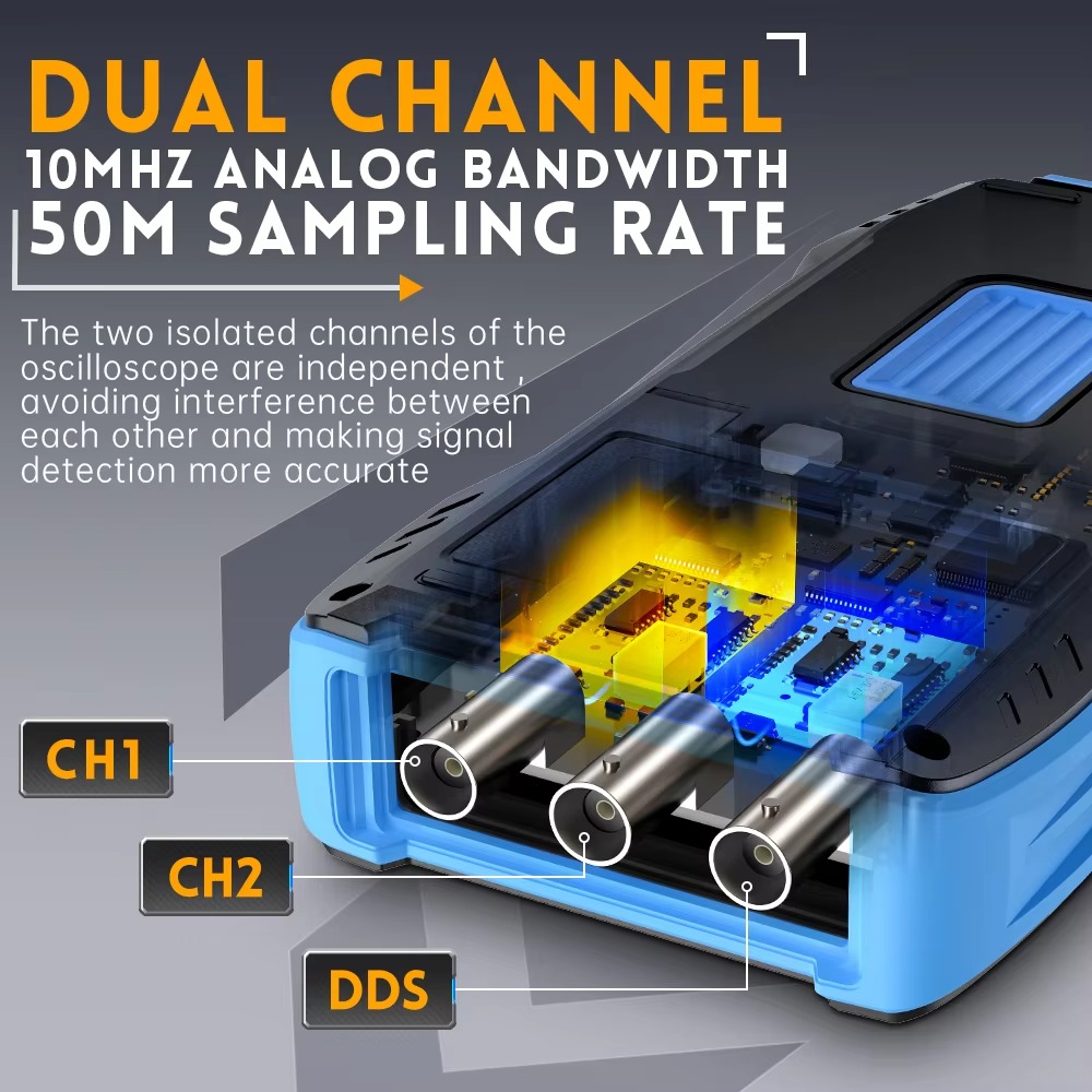FNIRSI 2C23T 3 in 1 50MS/s 10M - đánh giá và giá Fnirsi Digital Oscilloscope Handheld