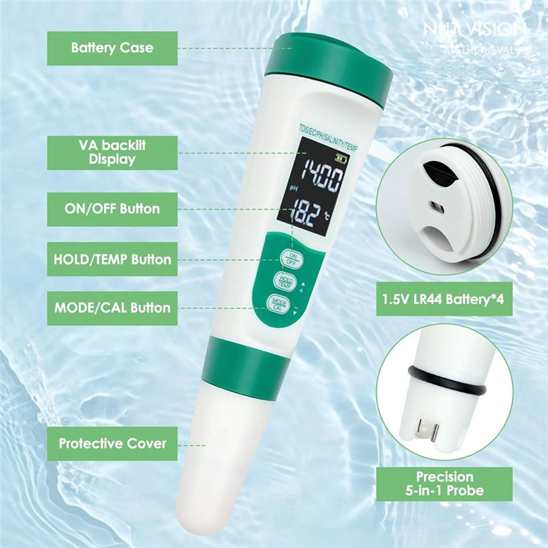 AT02-5 In1 Digital PH Meter Hi - đánh giá và giá Ph Meter Digital Water Tester