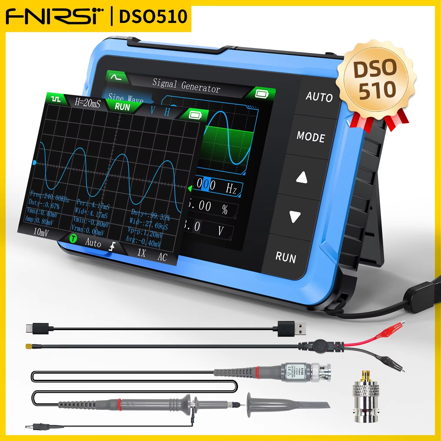 FNIRSI DSO510 10MHz Mini Handh - đánh giá và giá Fnirsi Digital Oscilloscope Handheld