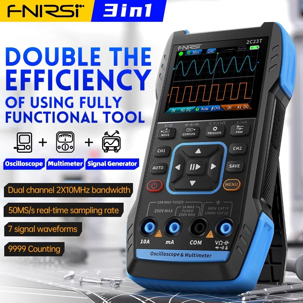 2C23T 3-in-1 Handheld Oscillos - đánh giá và giá Fnirsi Digital Oscilloscope Handheld