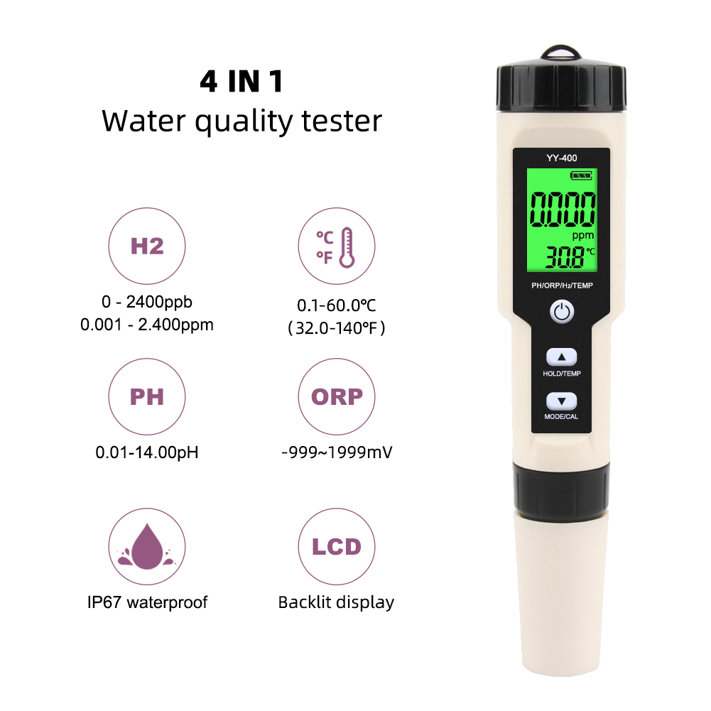 4 in 1 YY-400 PH/ORP/H2&TEM Me - đánh giá và giá Ph Meter Digital Water Tester