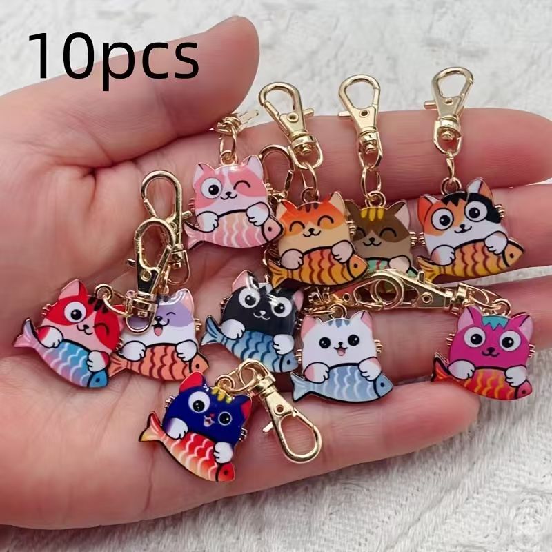 10pcs alloy printed cat keycha - đánh giá và giá Packaging